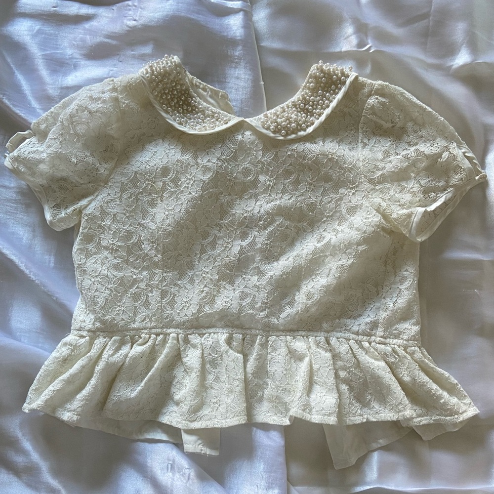 Monsoon Junior Lace Pearl Top